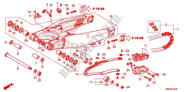 SWINGARM   CHAIN CASE dla Honda CRF 250 R 2014