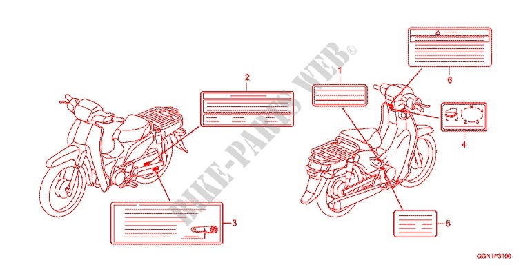 CAUTION LABEL (1) dla Honda SUPER CUB 50 2012
