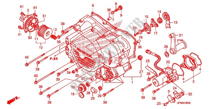 FRONT CRANKCASE COVER  dla Honda FOURTRAX 500 FOREMAN 4X4 Electric Shift, PS, CAMO 2011