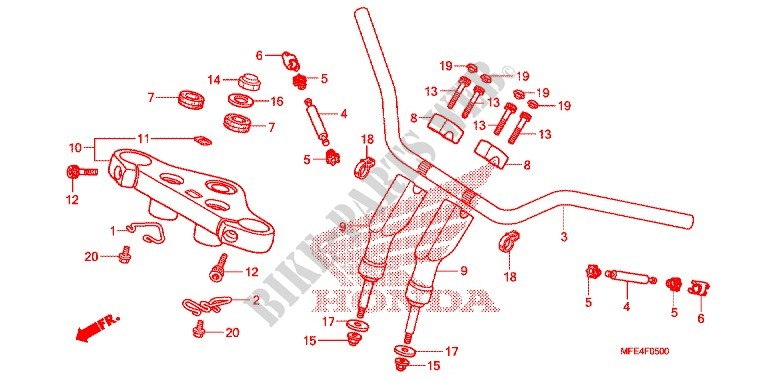 HANDLE PIPE/TOP BRIDGE (2) dla Honda SHADOW VT 750 SPIRIT 2009