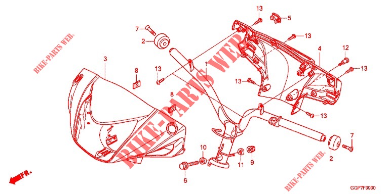 HANDLEBAR   COWL (NSC50/MPD/WH) dla Honda VISION 50 2013